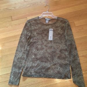 Jones New York Sheer Animal Print Top